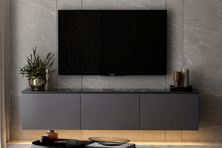 meuble TV contemporain avec rangement 160 cm anthracite nael rectangle concept usine