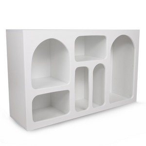 Meuble étagère avec niches Amal fond blanc côté