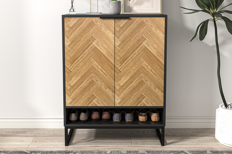 meuble d'entrée en bois avec portes rectangle 