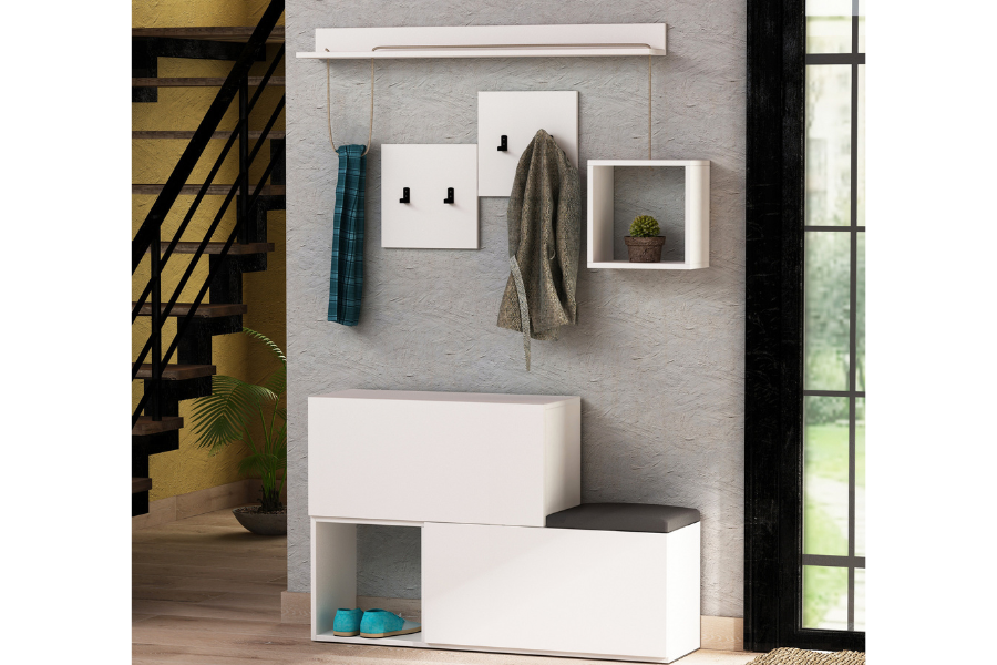 meuble d'entrée inga blanc rectangle