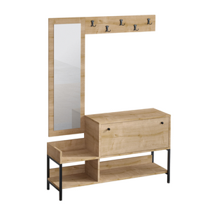 Meuble d'entrée dragor en bois fond blanc 3 quarts