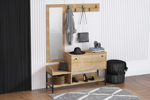 Meuble entrée porte manteaux Dragor bois rectangle concept usine