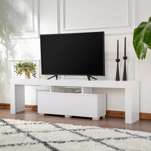 Meuble TV avec placards blanc 180cm Baso s'intègre à tout type d'intérieur