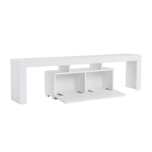 Meuble TV avec placards blanc 180cm Baso packshot placards ouverts