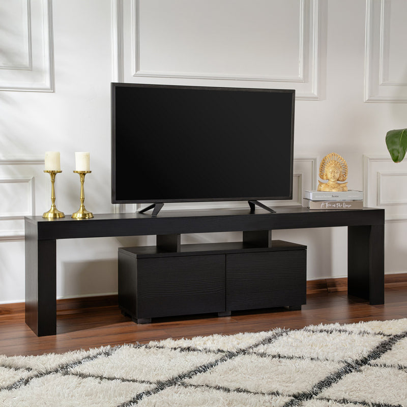 Meuble TV avec placards bois noir 180cm Basi design et intemporel