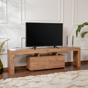 Meuble TV avec placards en bois 180cm Juxe en pin atlantique