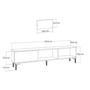 Meuble TV avec cheminée LED 150cm gris anthracite et noir Fyra dimensions