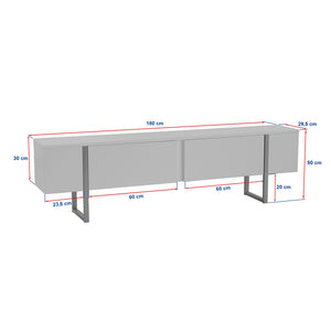 Meuble tv industriel avec placards bois et noir 180cm Moov dimensions
