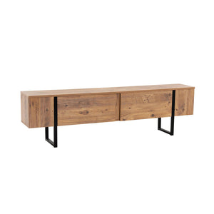 Meuble tv industriel avec placards bois et noir 180cm Moov packshot 3/4