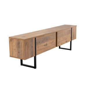 Meuble tv industriel avec placards bois et noir 180cm Moov packshot de profil