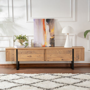 Meuble tv industriel avec placards bois et noir 180cm Moov en tant que buffet bas