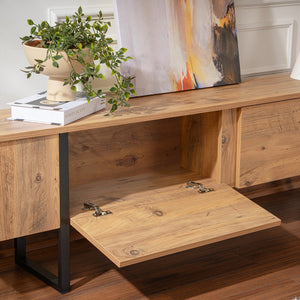 Meuble tv industriel avec placards bois et noir 180cm Moov avec espaces de rangement à portes