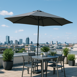 parasol circulaire 3 droit gris en aluminium portofino ambiance face concept usine