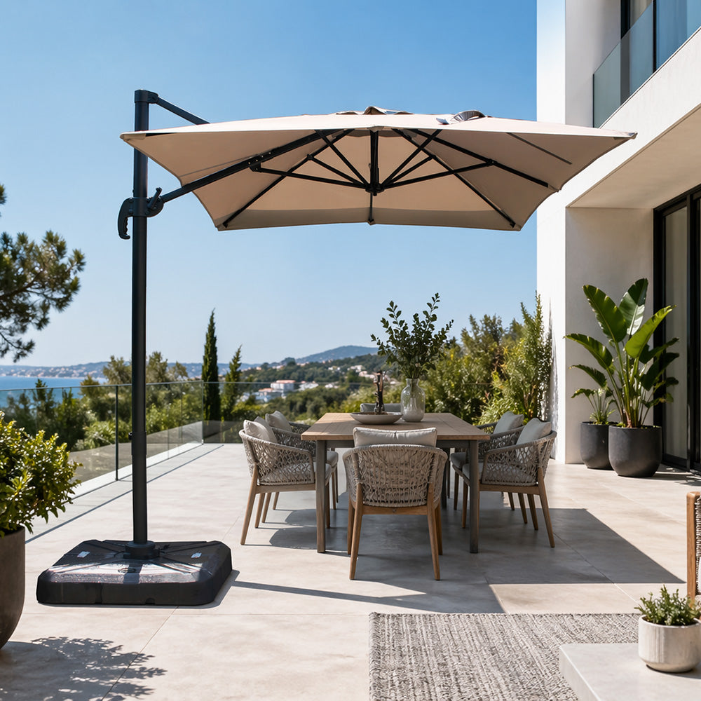 parasol déporté rotatif 2x3m gris piana