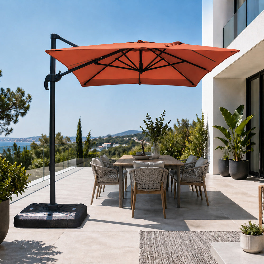 parasol déporté rotatif 2x3m terracotta piana
