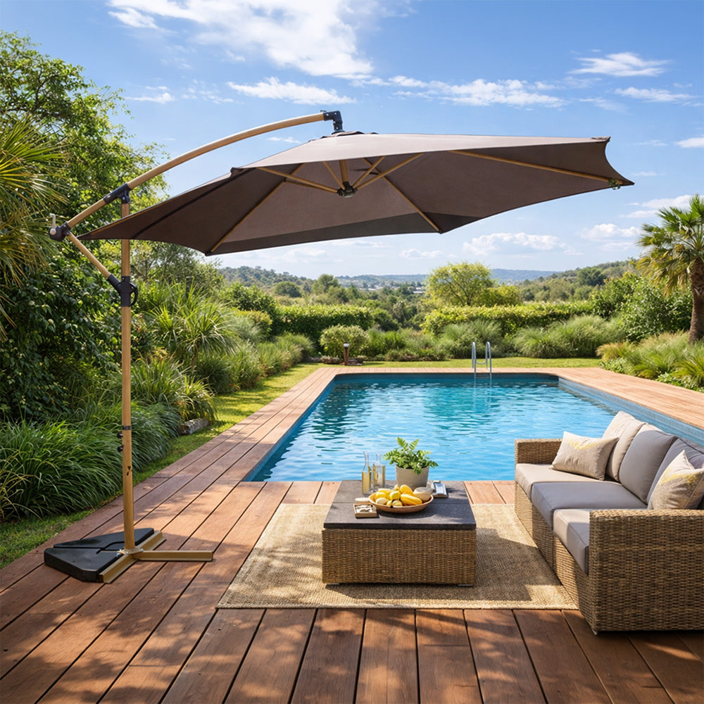 parasol déporté 300 cm gris porticcio