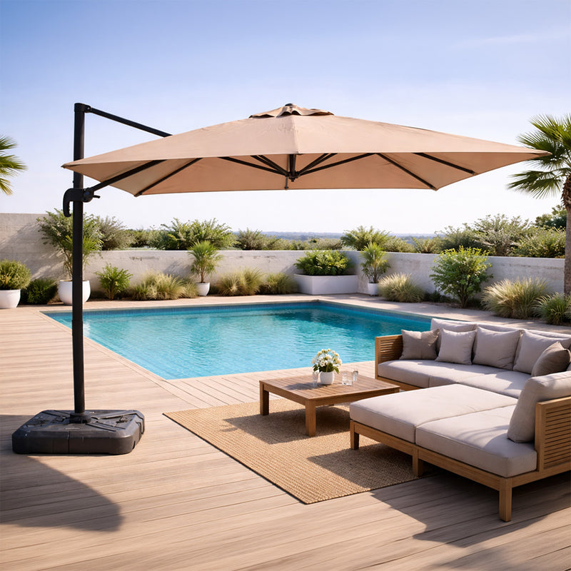 parasol déporté aluminium carré 3x3m taupe