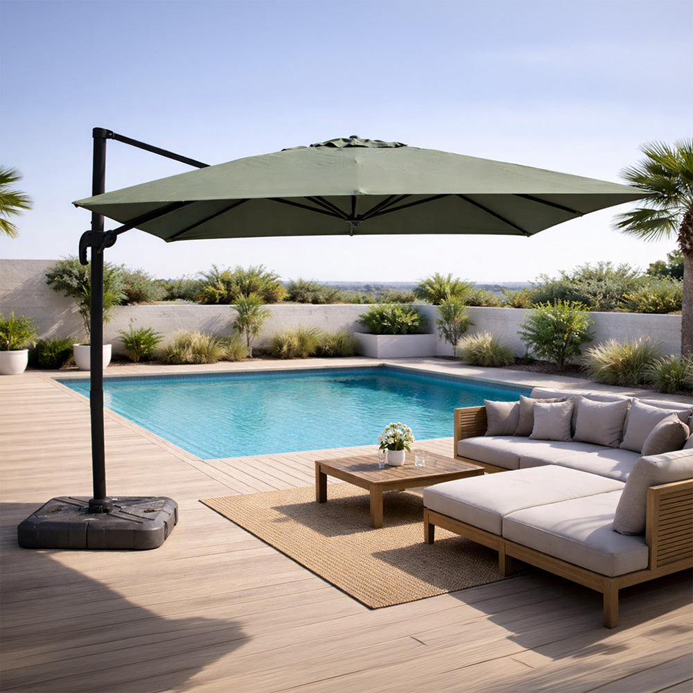 parasol déporté aluminium carré 3x3m vert