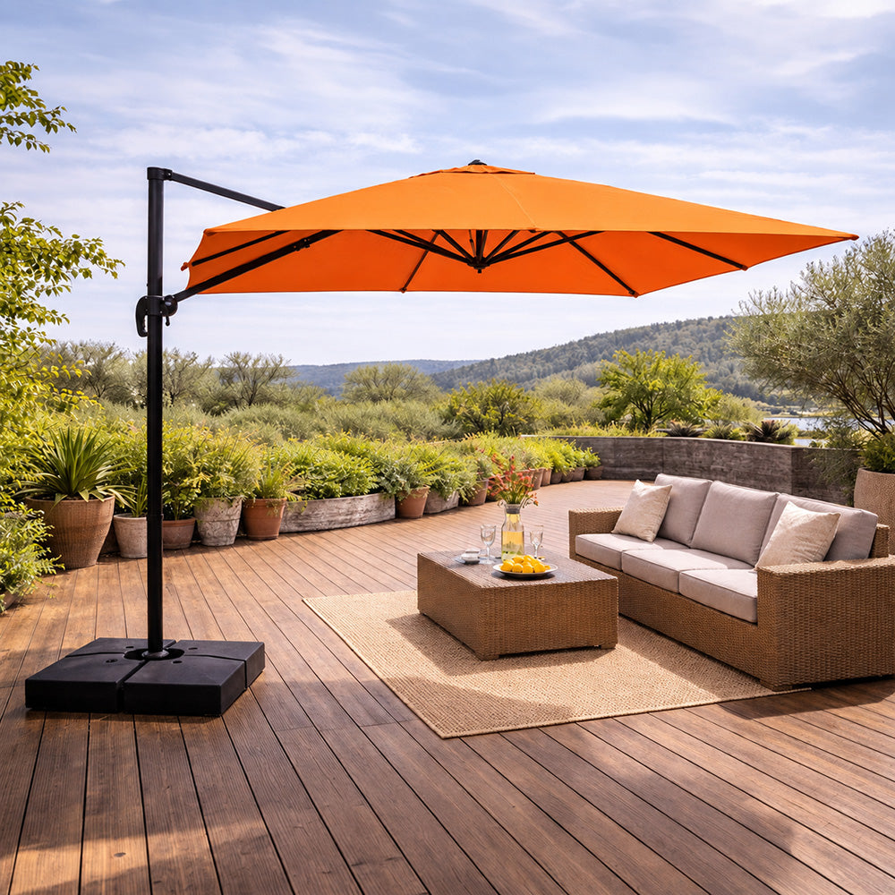 parasol déporté rotatif 4x3m orange cezir