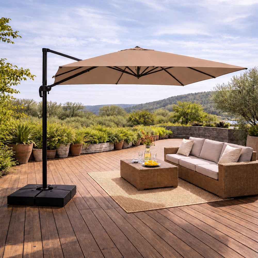 parasol déporté rotatif 4x3m taupe cezir
