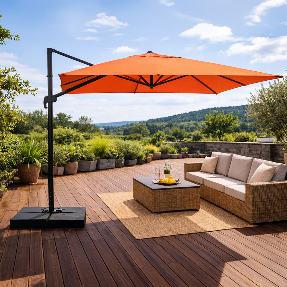 parasol déporté rotatif 4x3m terracotta cezir