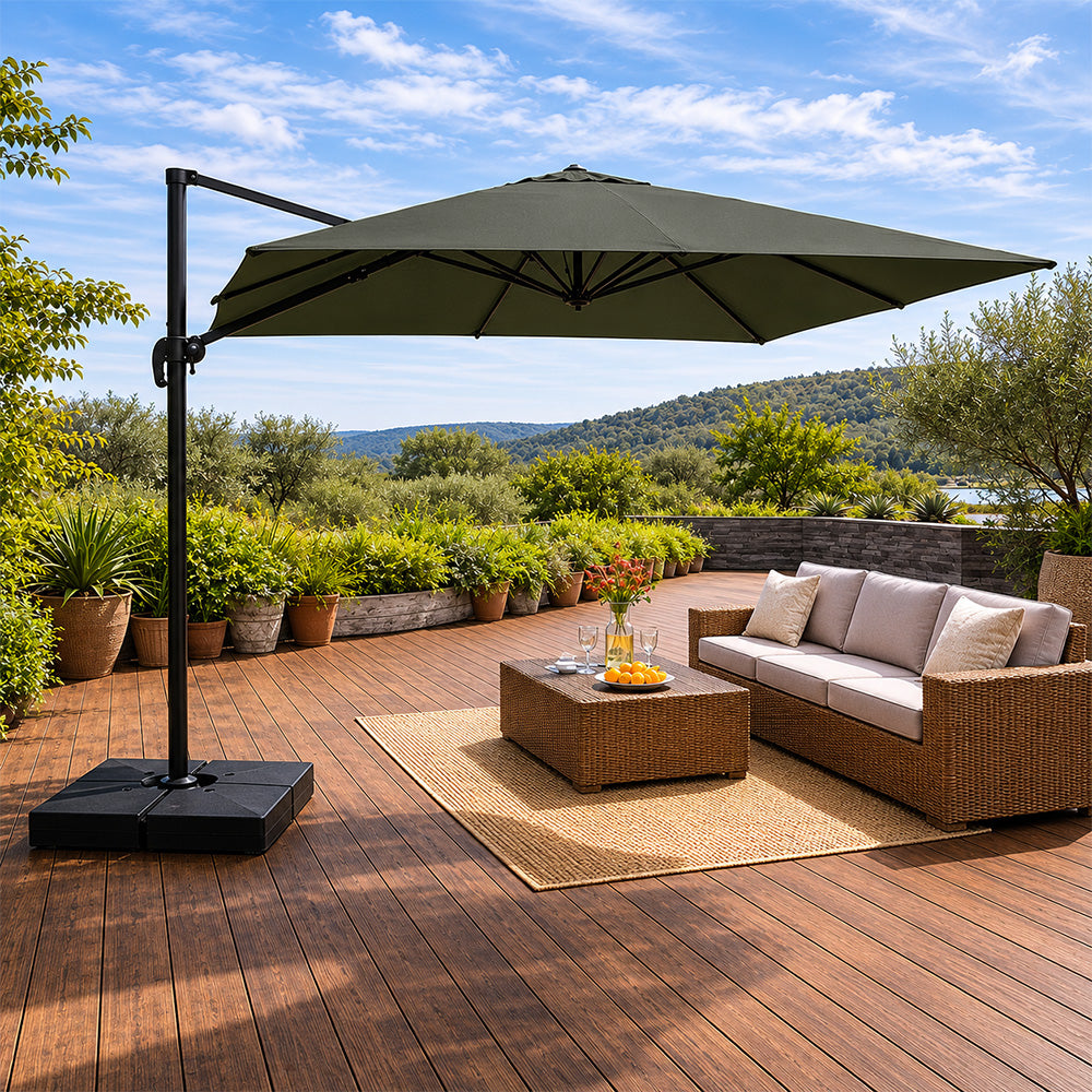 parasol déporté rotatif 4x3m vert cezir