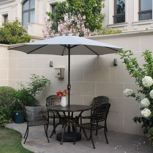 parasol droit rond 3 mètres écru portofino ambiance jardin concept usine