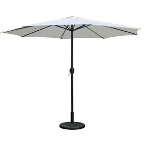 parasol droit rond 3 mètres écru portofino fond blanc avec dalle concept usine