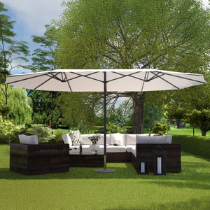 Parasol rectangulaire double 2.7x4.6 écru Venice vue de face