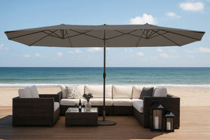 Parasol rectangulaire double 2.7x4.6 gris Venice photo d'ambiance