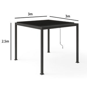 Pergola bioclimatique 3x3 en acier Concept-Usine - dimensions