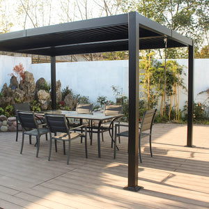 Pergola bioclimatique 4x3m structure et lames en aluminium gris Naxos de 3/4