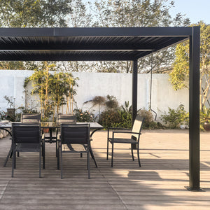 Pergola bioclimatique 4x3m structure et lames en aluminium gris Naxos lames fermées