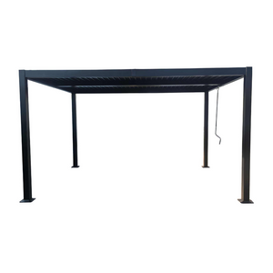 Pergola bioclimatique 4x3m structure et lames en aluminium gris Naxos fond blanc