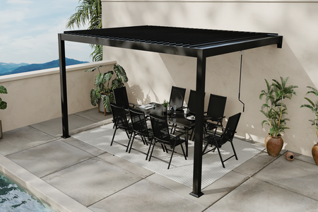 pergola bioclimatique adossée 4x3 acier Agadir - Ambiance 1