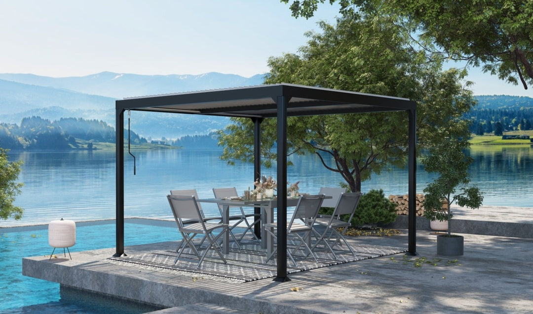 Pergola bioclimatique 3x3 m structure et lames en aluminium - Milos