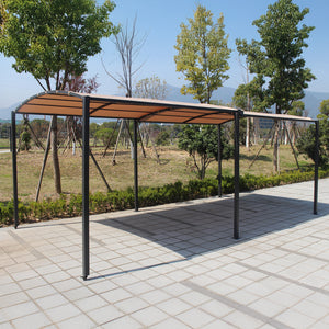 Pergola rétractable extensible et carport 9m2 jusqu'à 16m2 gris et beige forme ouverte