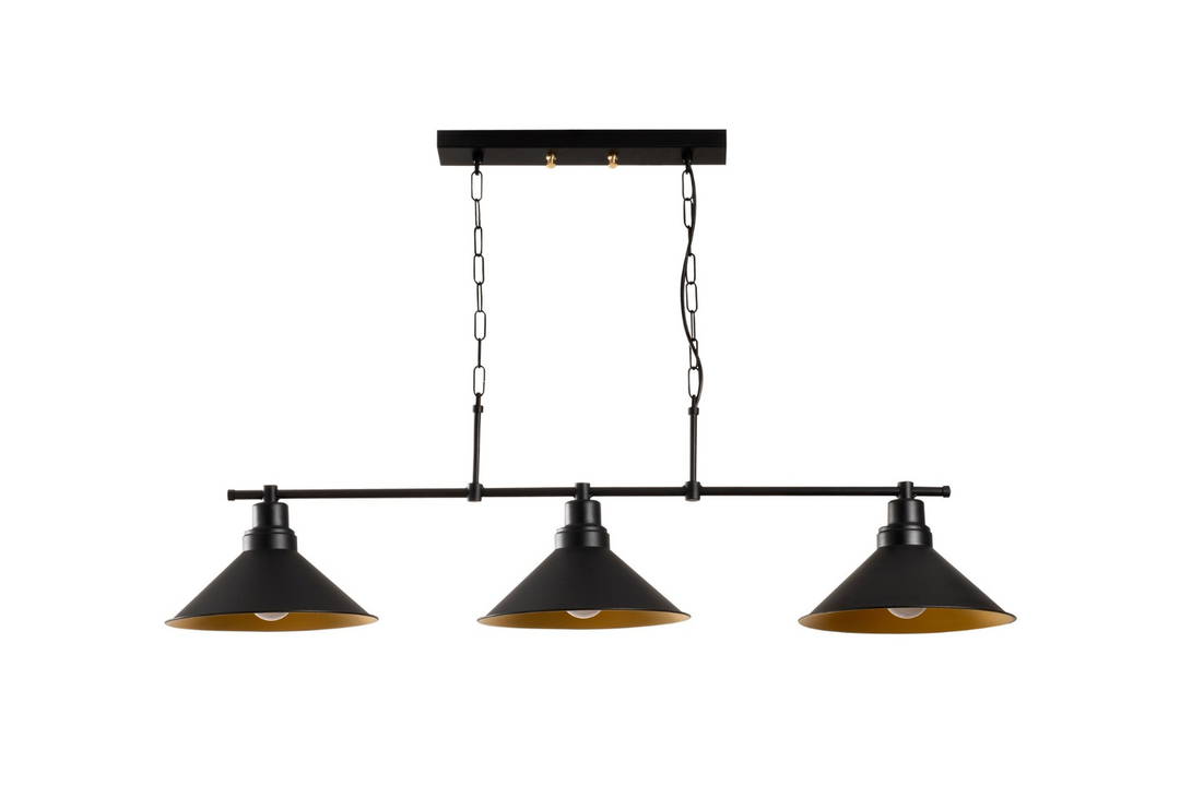 Suspension industrielle noire 3 lampes Erika