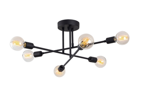 plafonnier noir 6 lampes andrea fond blanc