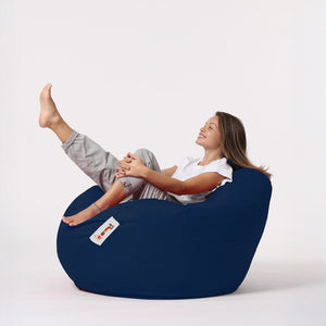 Pouf poire d'extérieur en mousse de polystyrène expansée recyclée Ohau bleu marine confortable