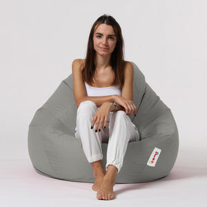 Pouf poire d'extérieur en mousse de polystyrène expansée recyclée Ohau gris fumée assise d'extérieur