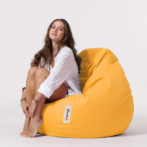 Pouf poire d'extérieur en mousse de polystyrène expansée recyclée Ohau jaune assise d'extérieur