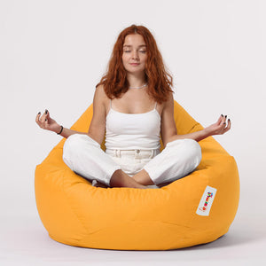 Pouf poire d'extérieur en mousse de polystyrène expansée recyclée Ohau jaune coin détente