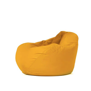 Pouf poire d'extérieur en mousse de polystyrène expansée recyclée Ohau jaune fond blanc