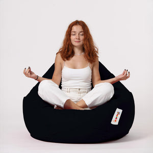 Pouf poire d'extérieur en mousse de polystyrène expansée recyclée Ohau noir coin détente