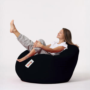 Pouf poire d'extérieur en mousse de polystyrène expansée recyclée Ohau noir assise d'extérieur