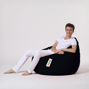 Pouf poire d'extérieur en mousse de polystyrène expansée recyclée Ohau noir confortable