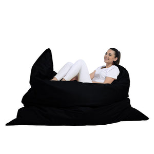 Pouf rectangle XXL en mousse de polystyrène expansée recyclée Moku noir coin détente
