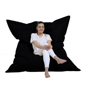 Pouf rectangle XXL en mousse de polystyrène expansée recyclée Moku noir  assise d'extérieur