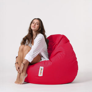 Pouf poire d'extérieur en mousse de polystyrène expansée recyclée Ohau rouge assise d'extérieur